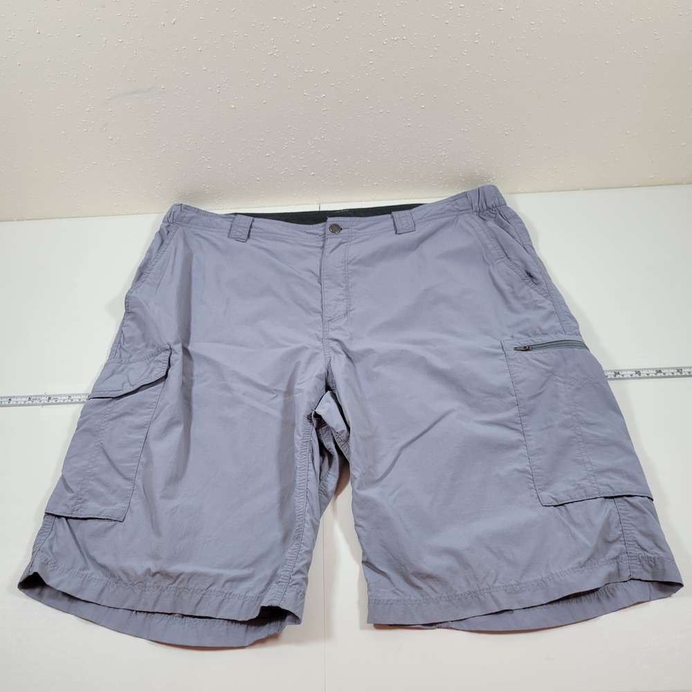 Columbia Cargo Shorts Mens 42 Gray Excellent Silver Ridge Hiking Nylon AM4084